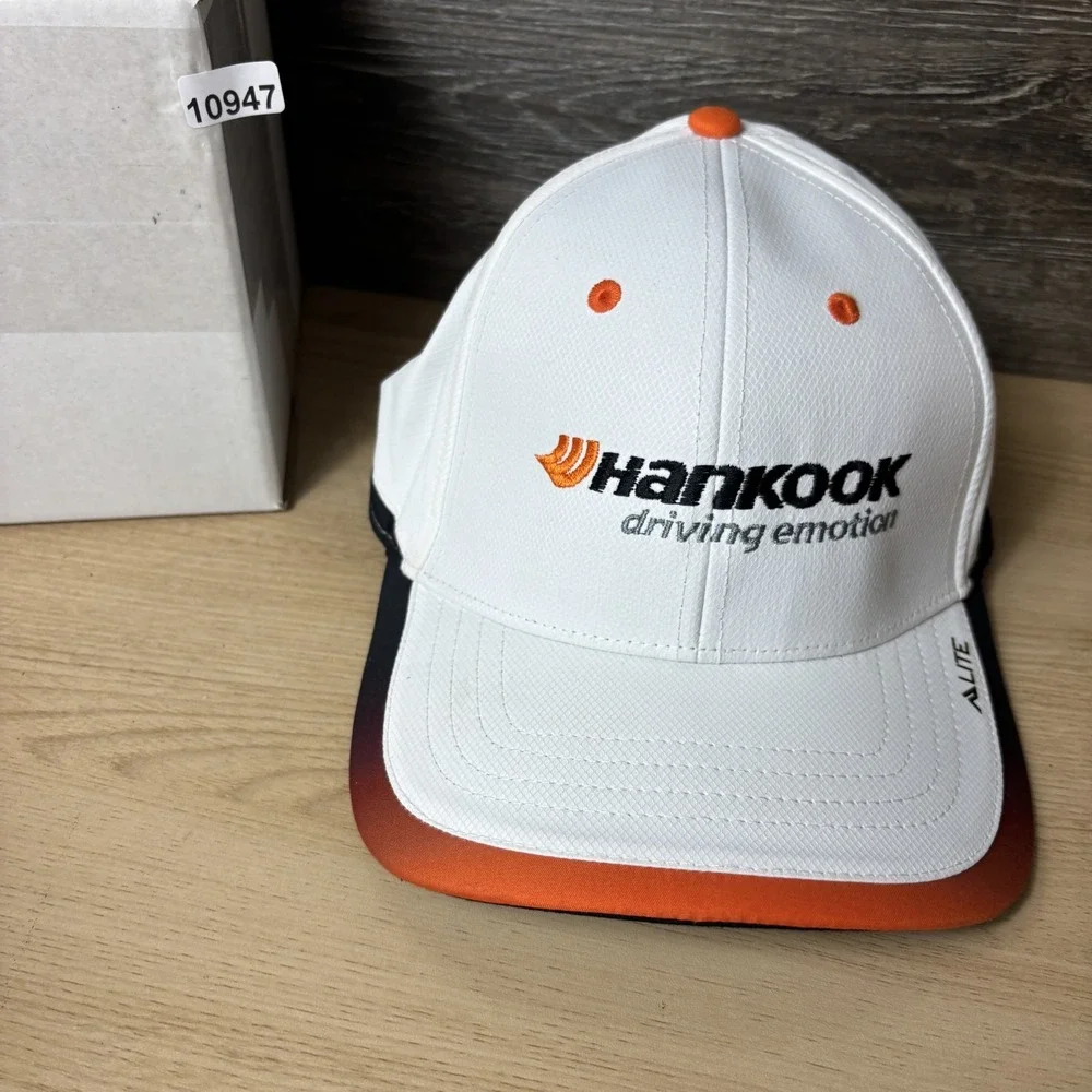 Hankook Hat Cap Strap Back White Black Orange Racing Embroidered Mens One Size